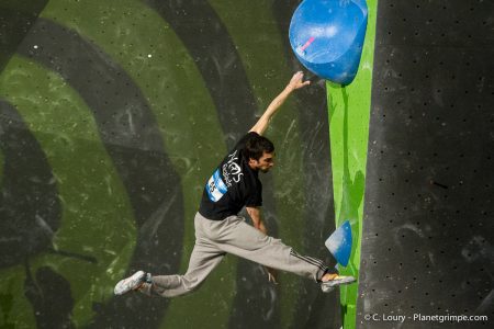 Yann en finale du championnat de France bloc...